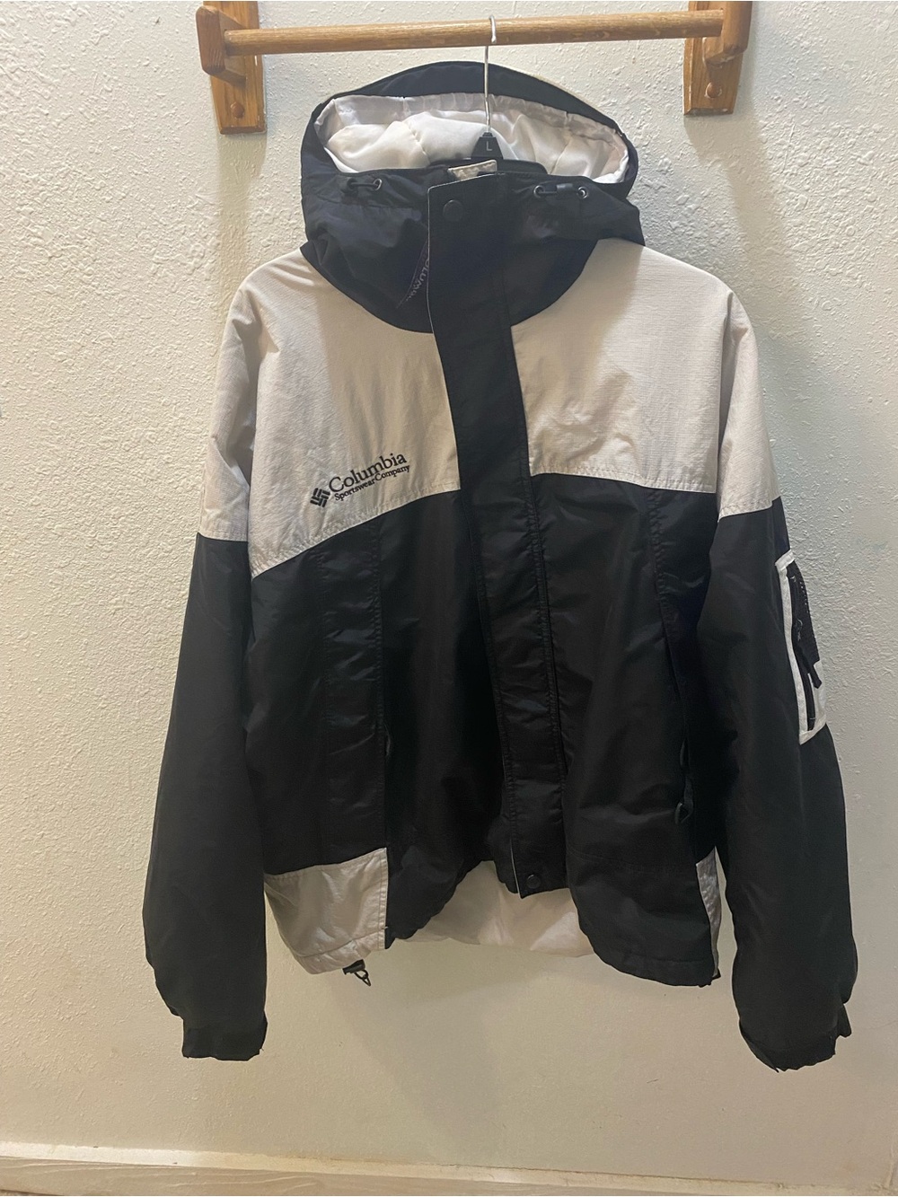 Columbia Black and White Hooded Bomber Jacket